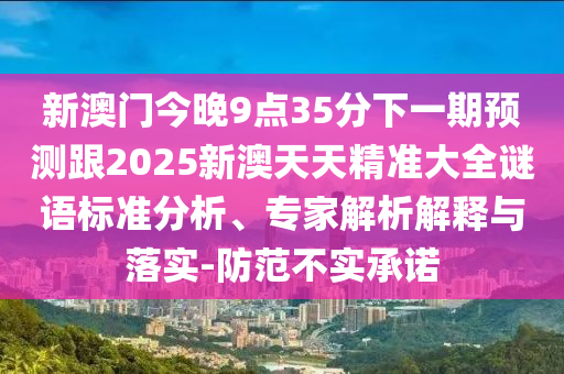 新澳门今晚9点35分下一期预测跟2025新澳天天精准大全谜语标准分析、专家解析解释与落实-防范不实承诺